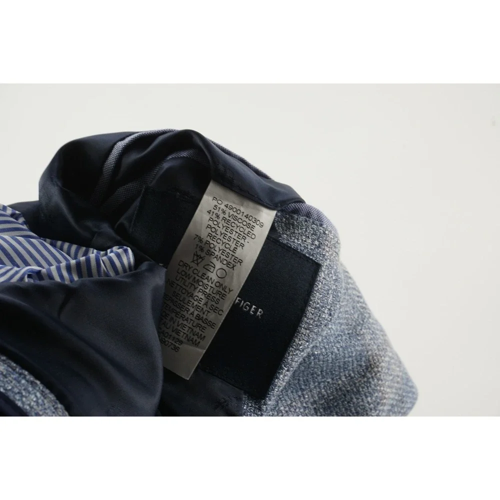 $295 Tommy Hilfiger Textured Windowpane Plaid Modern Fit Sport Coat Men 38R Blue